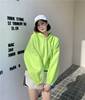 韩国春秋季小个子外套连帽短款卫衣女加绒荧光绿上衣小众
