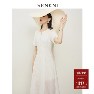 圣可尼宫廷赫本风白色，连衣裙复古显瘦仙女长裙，法式极繁风气质女裙