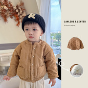 韩版男童棉衣外套2023冬季女童棉服儿童宝宝加绒加厚夹棉上衣