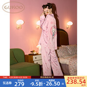 gukoo果壳睡衣女春秋款，hellokitty联名冰丝女士家居服套装a