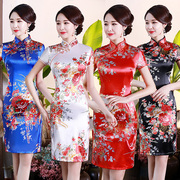 杭州丝绸旗袍短款2024年夏季年轻款日常改良优雅气质多色大码