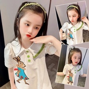 90-170女童兔子刺绣polo衫，连衣裙中长款夏季卡通可爱风