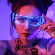 抖音同款蹦迪装备科技感发光七彩LED眼镜超酷墨镜科幻道具表演潮