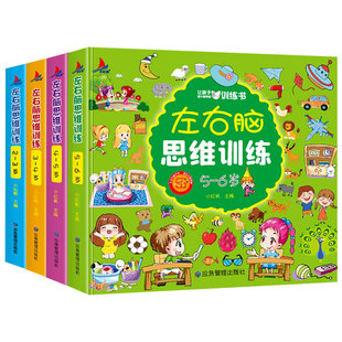 全套4册 左右脑思维训练2-3-4-5-6岁 幼儿全脑开发大脑智力开发专注力训练数学逻辑提升幼儿园小班中班大班益智书籍