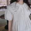 2024年夏季女童娃娃领蕾丝公主裙韩版女生宽松白色，连身裙中大童装