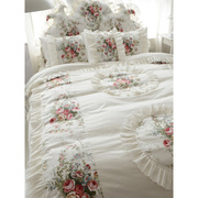 韩版床裙式春夏季全棉四件套蕾丝，花边纯棉碎花，公主风1.8m床上用品