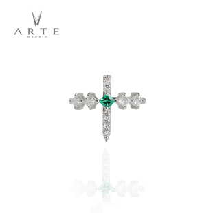 ARTE/艾尔蒂祖母绿宝石戒指女创意十字架时尚典雅925银手饰饰品女