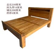 纯实木床双单人环保，结实大料家具老榆木床，新中式平尾1.8米1.2