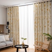 美式田园风格窗帘拼色拼接双色黄色，2023年新客厅(新客厅)卧室成品定