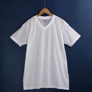 3757白色t恤大码棉质，v领套头简约纯色，薄款透气短袖衫男女款外贸