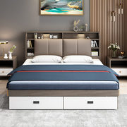 实木床现代简约1.8米主卧双人床榻榻米储物床小户型1.5板式收纳床