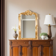 法式梳妆镜复古雕花玄关壁炉装饰镜欧式卧室台式化妆镜挂墙浴室镜