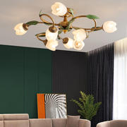 美式吸顶灯法式田园复古客厅灯现代简约创意花朵花草卧室餐厅灯具