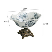 美式乡村陶瓷水果盘欧式客厅茶几，家用高脚果碗创意，装饰果盘摆件青