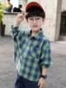 男童棉质格子衬衫儿童春装衬衣，韩版中小童春秋，款2024长袖上衣