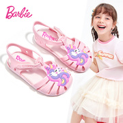 2024年夏季芭比娃娃女童时尚甜美卡通果冻鞋舒适便捷小童儿童凉鞋
