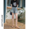 「又巷」毛边牛仔裤女2023夏季复古蓝色短裤设计感高腰阔腿裤