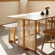 实木餐桌北欧红橡木餐桌椅，组合家用小户型，吃饭桌子日式现代简约