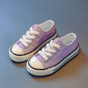 儿童帆布鞋低帮糖果色女童布鞋2024春季男童板鞋休闲系带鞋子