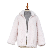 可路莎226699女士廓版外套 冬季剪花立领颗粒绒女拉链大衣