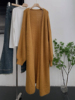 1.7斤韩版咖啡色长袖宽松毛衣，开衫无扣复古大衣，时尚休闲洋气