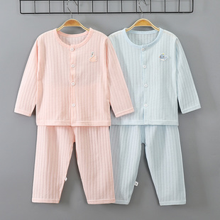 宝宝镂空空调服套装婴儿夏装，薄款衣服男女童夏季纯棉新生儿睡衣