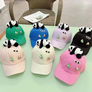 韩版宝宝卡通帽子春秋季男孩，女童动物园鸭舌帽儿童熊猫公仔棒球帽