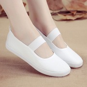 白色护士鞋夏季女2022透气防臭平底软底2019白布鞋(白布鞋)女韩版圆头