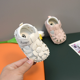 夏季宝宝花朵鞋0-1岁婴儿镂空鞋子3-6-12个月幼儿公主防滑学步鞋