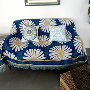 北欧田园沙发巾双面沙发垫花卉提花线毯盖毯飘窗垫床尾毯搭毯