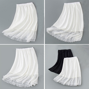 秋冬半身打底裙可定制白色，棉不静电蕾丝网，纱内搭衬裙中长款防透裙