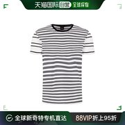 香港直邮HUGO BOSS 男士白色条纹短袖T恤 TIBURT-158-50424127-10