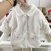 韩国原d童装冬款女童，夹棉厚实保暖精致刺绣，白色毛绒棉衣大衣