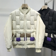 23年冬季FD独特撞色潮流设计立领拉链男士棉服外套