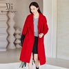 xg雪歌大红色双面呢羊毛，大衣女2023冬季休闲外套xi410402a513