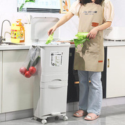 厨房垃圾桶大容量家用大号可移动卫生桶分类双层干湿分离加大滑轮