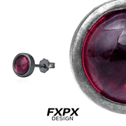 fxpx暗紫水晶925纯银耳钉，欧美哥特朋克风耳饰，小众设计耳骨钉男女