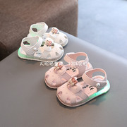 夏季女宝宝鞋子0-1-2岁3婴幼儿包头凉鞋软底学步鞋女小童公主皮鞋