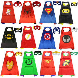 儿童节表演服装卡通英雄披风蜘蛛侠，超人奥特美国队长曼男女孩斗篷