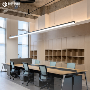 极简长方形铝材吊灯超薄三面，发光长条灯创意，温馨办公室餐厅饭桌灯