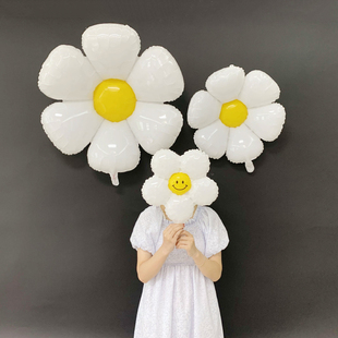 ins韩国小雏菊，花朵鸡蛋花气球生日派对，装饰百天周岁拍照道具