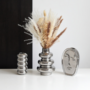 ins现代极简约陶瓷银色电镀花瓶家居装饰品摆件客厅餐桌花艺摆设