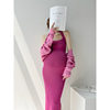 孕妇套装春秋季韩版纯色，薄款针织连衣裙纯色，短开衫高端气质两件套