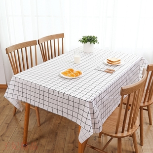 北欧餐桌布防水防烫防油免洗塑料桌布格子台布茶几布PVC盖布桌