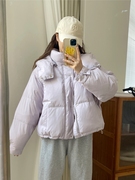 肯豆风短款羽绒服女2023冬韩版小个子高腰加厚面包服外套