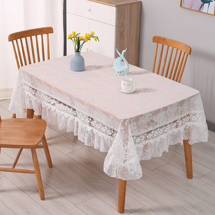 轻奢氛围感桌布小资高级感白色蕾丝长方形家用台布美式田园风