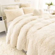 加厚水貂绒被套单件羊羔绒长毛绒，冬季床上用品单双人(单双人，)被罩单品纯色