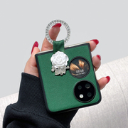 奢华水钻墨绿色手提闪钻指环适用于华为pocket2手机，壳p50宝盒华为p50pocket折叠保护套pockets手机外壳女款