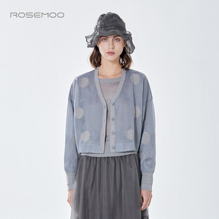 容子木rosemoo商场，同款轻薄长袖宽松圆点，针织开衫ryh2np134a