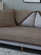 全棉麻坐垫子中式防滑真皮，沙发垫现代简约实木，沙发巾罩套四季通用